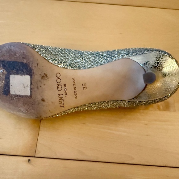 Authentic Jimmy Choo Silver Kitten Heels - Picture 5 of 5